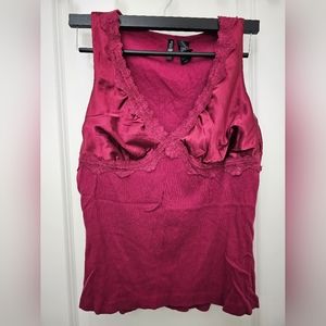 Adorable Bisou Bisou Silky Top Tank Top Wine Red Size XL